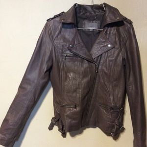 Women’s Tinley Road Leather Moto Jacket Size S Brn